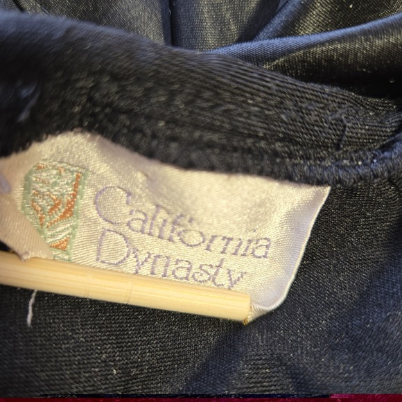California Dynasty Vtg Black Velvet Satin Nightgown Size L Low Back Lingerie USA - Picture 6 of 9
